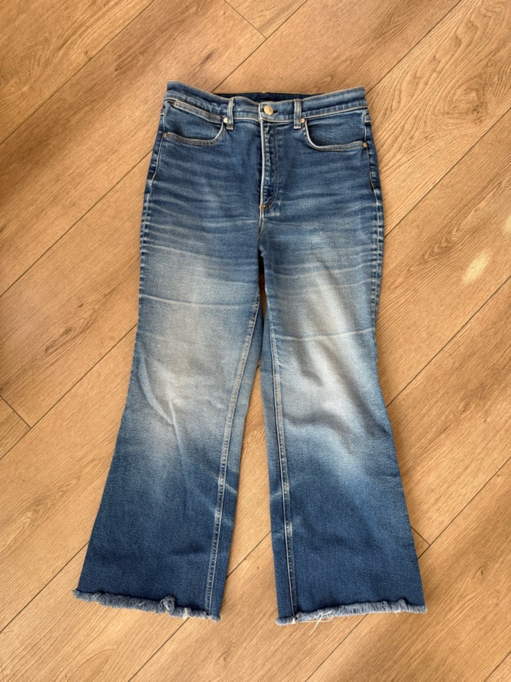 rag & bone Distressed Flared Blue Jeans